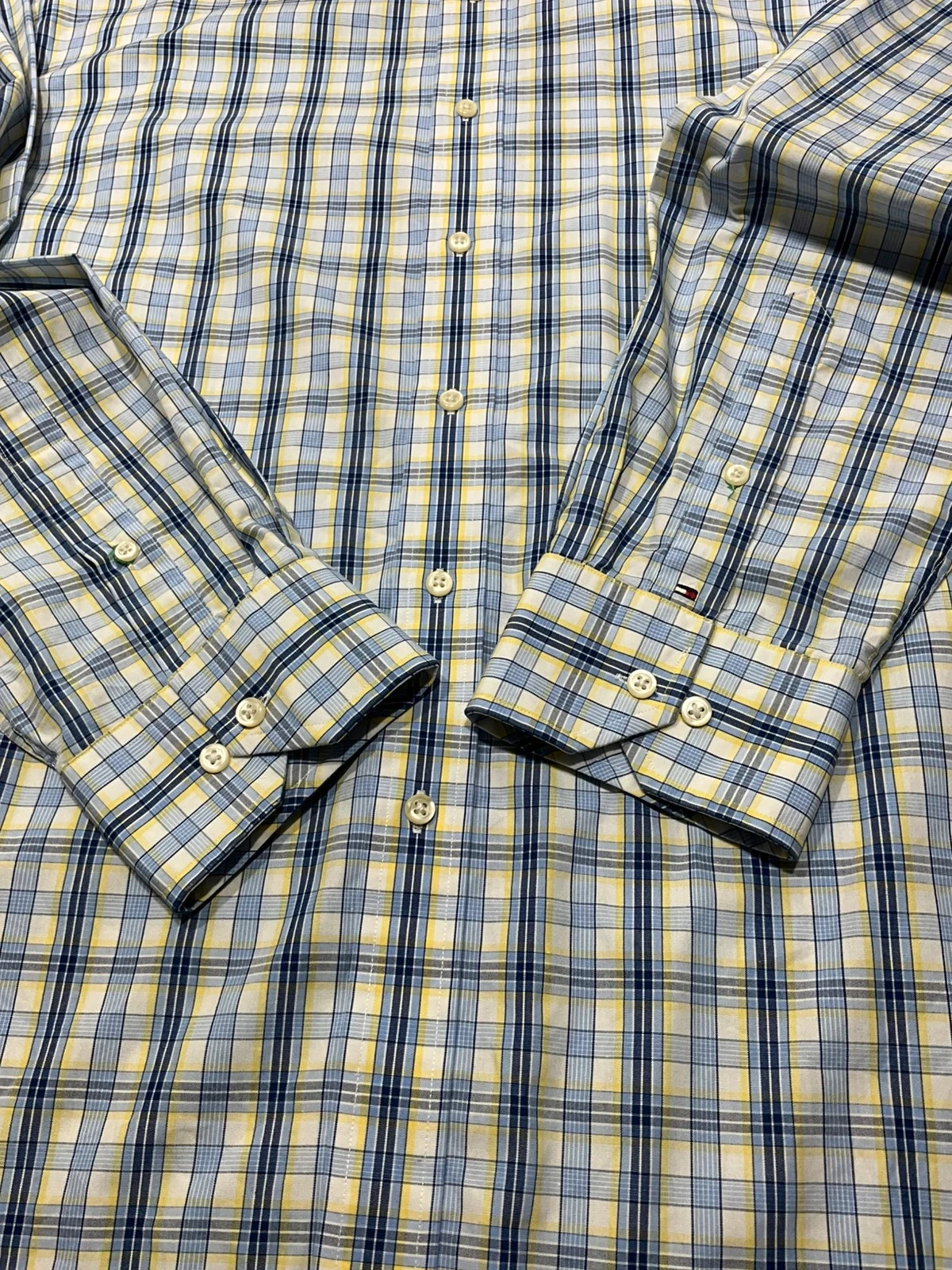Chemise Tommy Hilfiger Taille 18 34-35 Prepy Coton Bleu Jaune Carreaux – photo 3